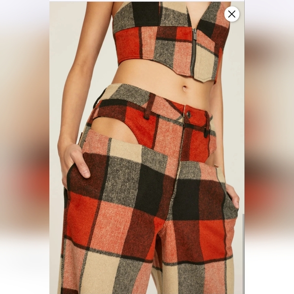 AFRM Plaid Halter Jumpsuit in Red and Black - Picture 4 of 16